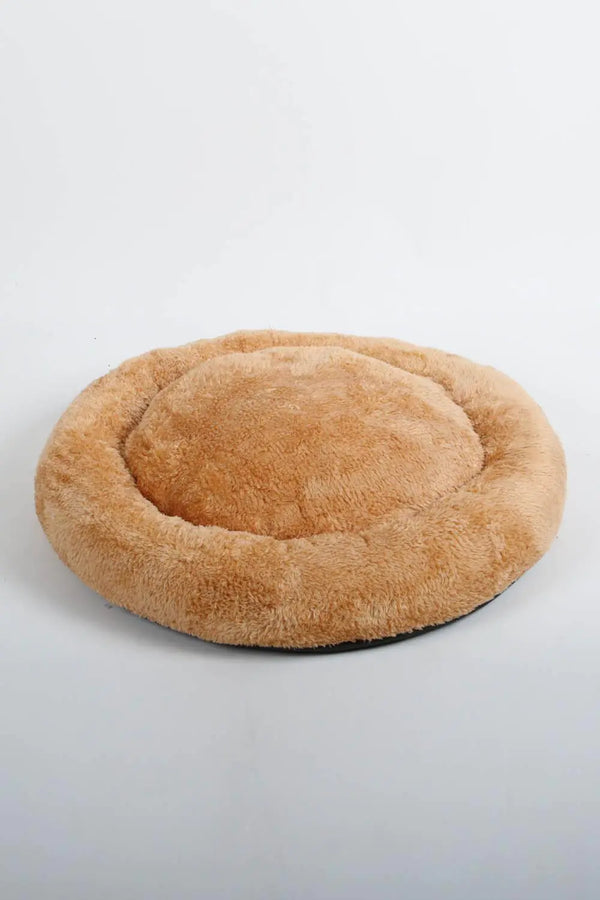 Cookie Pet Sherpa Fleece Washable Round Dog Cat Bed, 60 Cm, Mustard