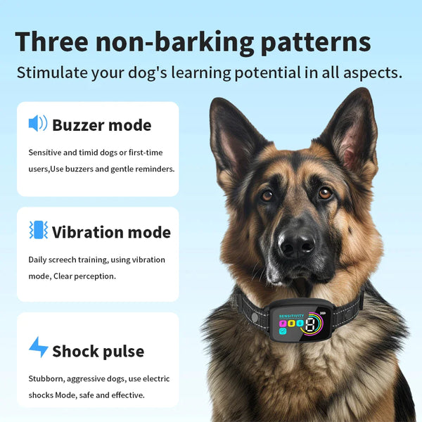 Rechargeable Smart Anti-Bark Collar with HD Display - Waterproof & Effective Bark Control for Dogs!